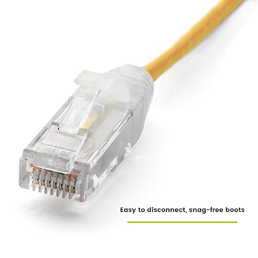 TRUECABLE Cat6 Component Rated Patch Cable, Unshielded (U/UTP), 10ft, Yellow, 28AWG Stranded Pure Copper, Snagless 10G High-Speed Ethernet Cable, PoE++ 4PPoE 100W, UL Listed, RoHS-3, 5 Pack