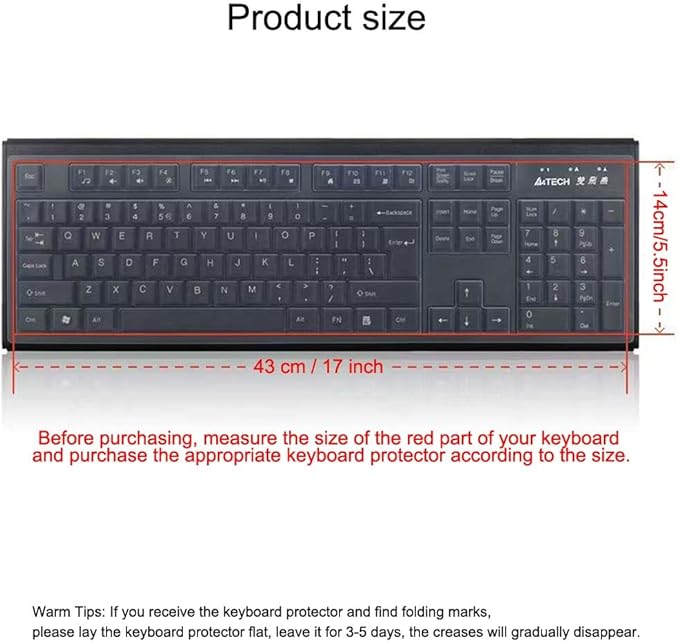 VORTINIOUS Ultra Thin Desktop PC Silicone Clear Keyboard Cover Skin Protector for 104/107 Keys Standard Desktop Keyboard, Waterproof, Dustproof, Reusable