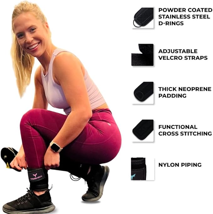 YAGHZU Ankle Straps for Cable Machines Women, Glute Kickback Cable Machine Attachments, Gym Ankle Cuffs, Wrist Cuffs for Workout, Leg Training Accessory, Fitness Gear for Home or Gym