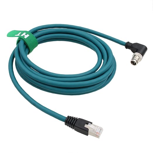 HangTon M12 8 Pin X-Coding Right Angle to RJ45 Ethernet Cable for Cognex in-Sight 2800 3800 2000 9000 8000, 7000 Gen2 Vision Camera Sensor Switch PC CAT-7e 2m