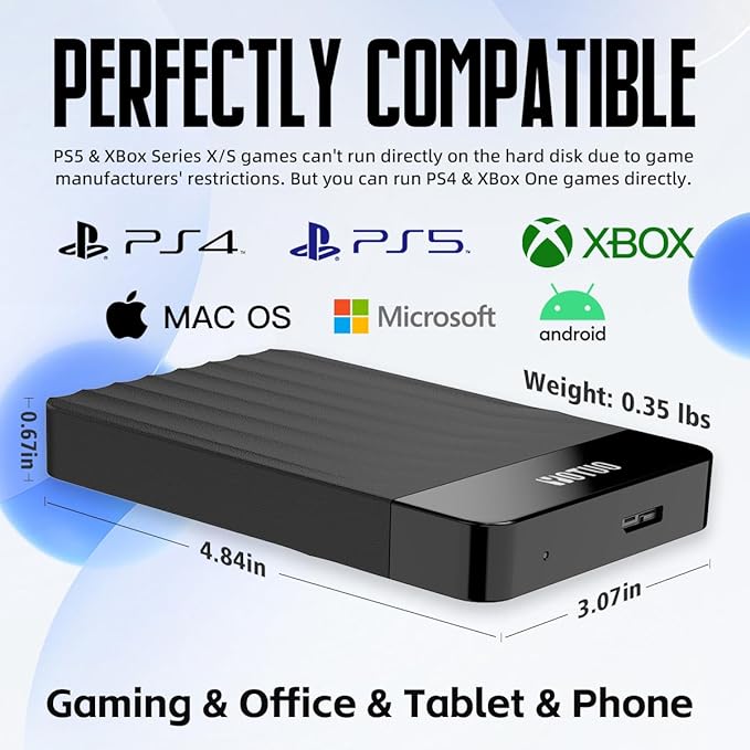 YOTUO 750GB External Hard Drive, Portable Storage Expansion HDD, USB 3.0 & USB-C for PC, Mac, Desktop, Laptop, Smartphone, PS4, Xbox One, Xbox 360, Office & Game, Black