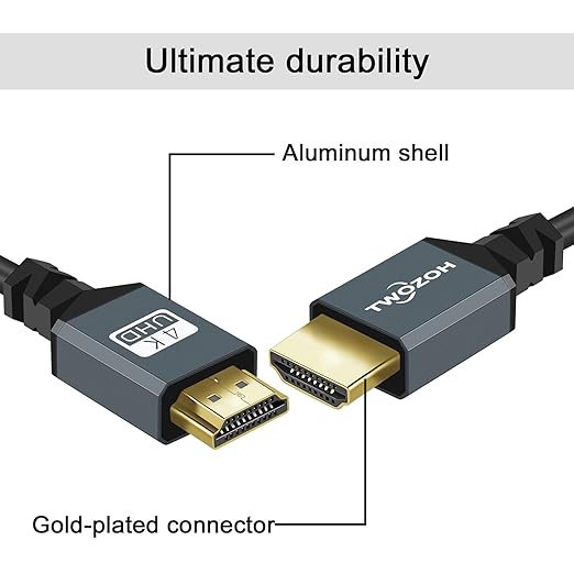 Twozoh HDMI to HDMI Coiled Cable, Support 3D,4K UHD, 1080p, HDMI 2.0a 2.0b 2.0 1.4a (Extend up to 1.5M/5FT)