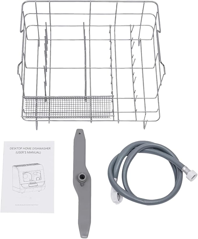 800W Portable Countertop Dishwasher, No Installation Needed, Mini Dish Washing Machine with 8L Water Tank, Compact White Dishwasher for 4-6 Sets Tableware,IPX1,0.02-1.00Mpa