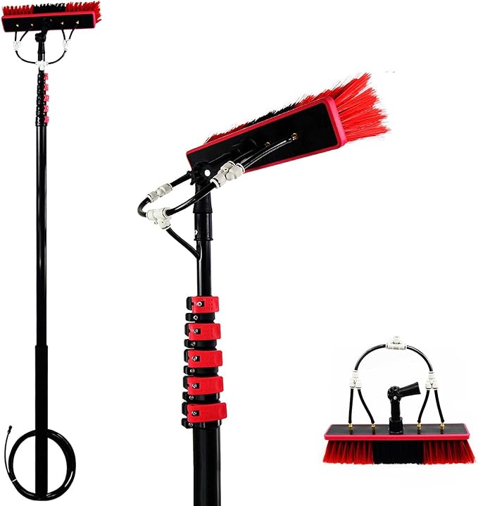 Extendable Window Cleaning kit Telescopic Brush 18ft/5.4M Water Fed Extendable Brush, Cleaning Photovoltaic and Solar Panels Window Clean Extendable Cleaner Conservatory