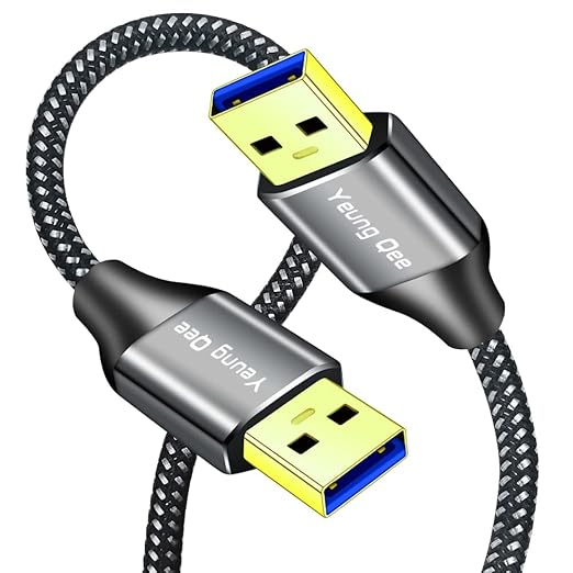 Yeung Qee USB 3.0 A to A Male Cable 1 ft,Super Speed Type A Male to Male Cable USB 3.0 Double End USB Cord for Hard Disk, Cameras,Laptop Cooler, DVD Player and More (1FT/0.3M)