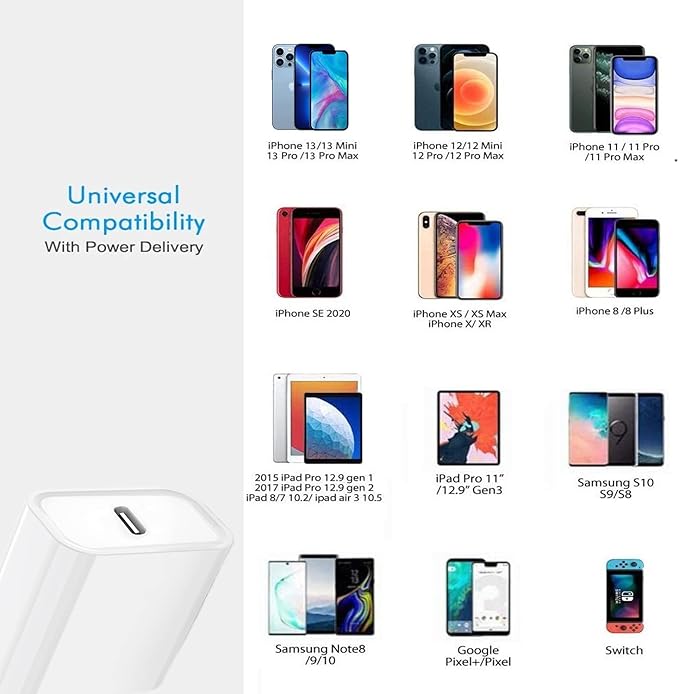 iPhone 15 14 13 Charger Block,20W PD USB C Charger iPhone Fast Chargers Plug Type C Wall Chargers,PD Durable USB-C Power Delivery Adapter Box Compatible with iPhone 15/15 Pro Max/14/13 Mini/12/11,iPad