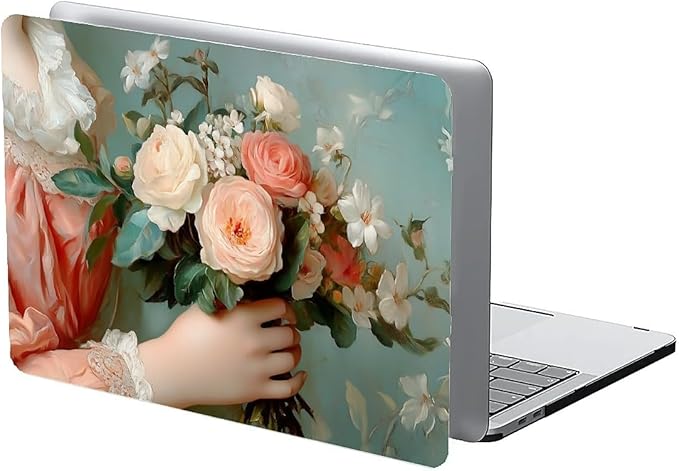 COTAIL Compatible with MacBook Air 13.3 13.6 Inch Case 2022 2021 2020 2019 Plastic Hard Shell Case Cover,13.6 Air (A2681) M2 2022, A Lady with Flowers