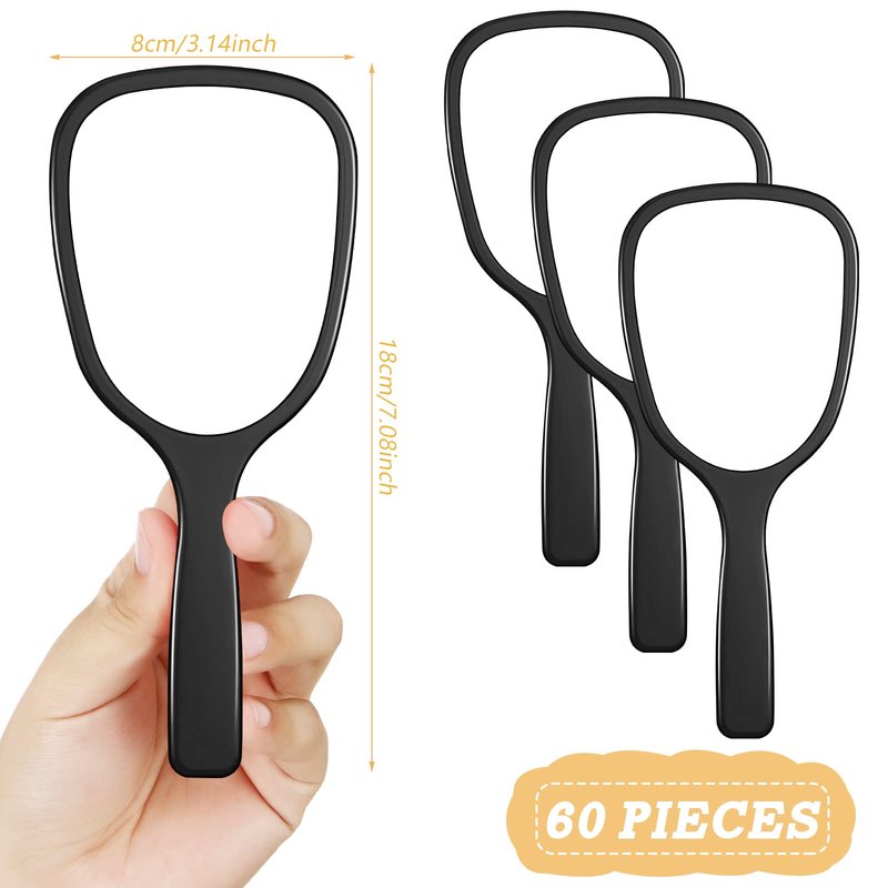 Namalu 60 Pcs Hand Held Mirror with Handle Bulk Small Travel Makeup Compact Mirrors for Girls Women Men Party Favors Gifts 7.08 x 3.14 Inch