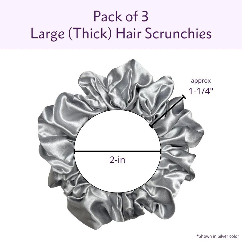 100% Pure Silk Scrunchies - 3 Pack for Frizz Control & Hair Protection | Large (Ivory/Pink/Sand)