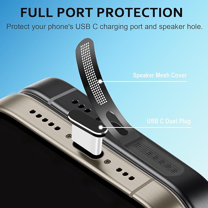 GOWEEWON USB C Dust Plug, 10 PACK USB C Port Cover, Phone Speaker Dust Cover and Type C Charging Port Plug Protector Cover for iPhone 15/ iPhone 16/16 Pro/16 Pro Max, iPhone 17