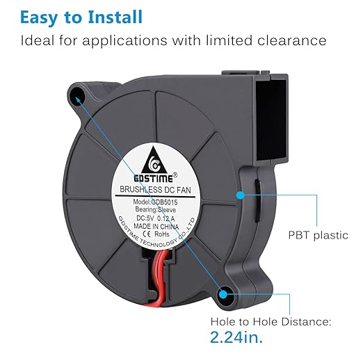 GDSTIME 50mm USB Blower Fan with 3 Speeds Control, 5015 DC 5V Turbine Turbo Cooling Fan for Small Appliances Series Replacement