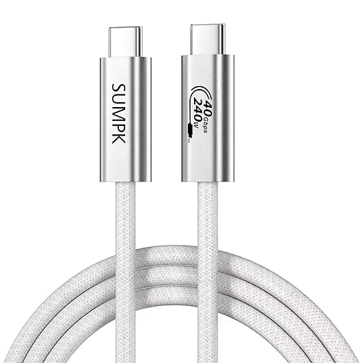 SUMPK 240W USB C Cable 6.6FT 2 Packs, USB4 Cable with 40Gbps High Speed Data Transfer, Single 8K/Dual 4k Display Compatible for Thunderbolt 4/3 Monitor/Hub/Docking Stations, iPhone 16/16 Pro