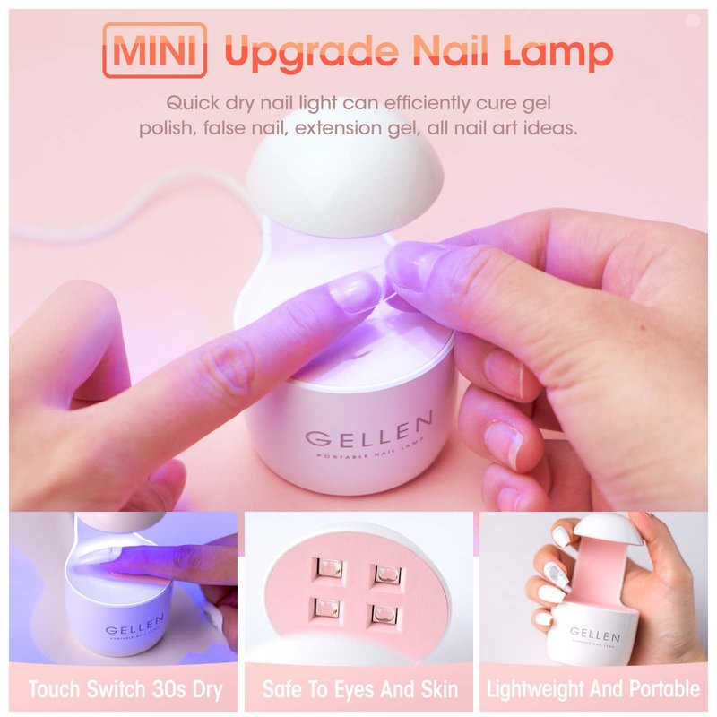 Gellen Gel Nail Kit Coffin 240pcs Nail Tips Extension Set with Everything, Etch X Nail Tips DIY Kit Long Coffin Gel Nail Glue U V Light for Women