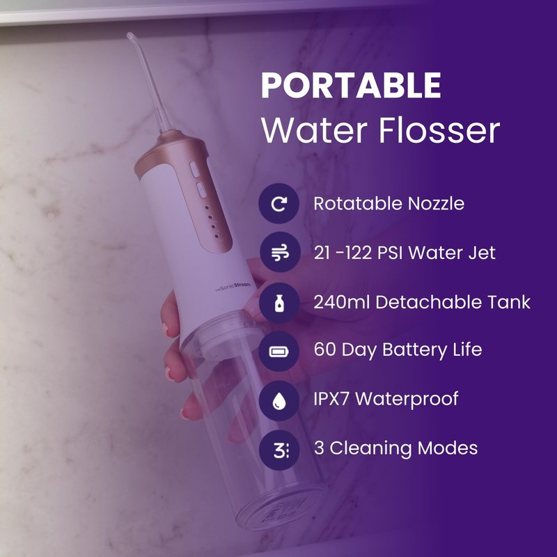 Sonic Dental Cordless Water Flosser with 3 Cleaning Modes & 3 Tips for Improved Oral Hygiene