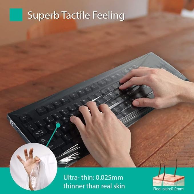Green Onions Supply Universal KeyboardCap. Fully Covered Flat Style 0.025mm Waterproof Anti-Dust Desktop Keyboard Cover with Numeric Hospital/Dentist Use (10x Value 20packs)