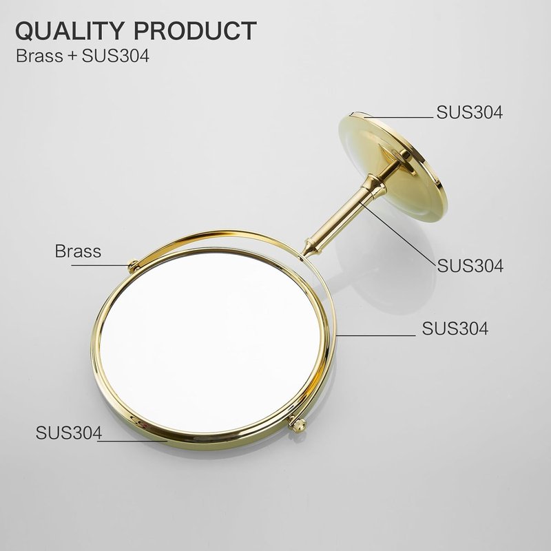 Airemoon 10x Magnifying Makeup Mirror - 360-Degree Rotating Design | 8-Inch Gold Frame, 13" x 9" Size
