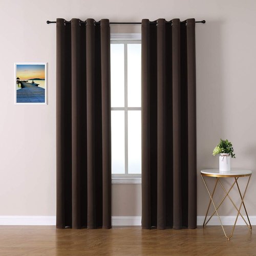 ChrisDowa Blackout Curtains - 108 Inch Long Grommet Thermal Insulated Panels | Brown, 2-Piece Set for Living Room & Bedroom