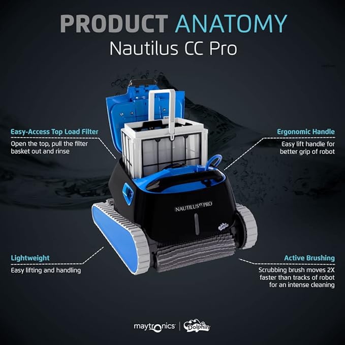 Dolphin Nautilus CC Pro Wi-Fi Automatic Robotic Pool Vacuum Cleaner Includes Ultra-Fine Filters for an Ultimate Clean, Ideal for In-Ground Pools up to 50 FT in Length
