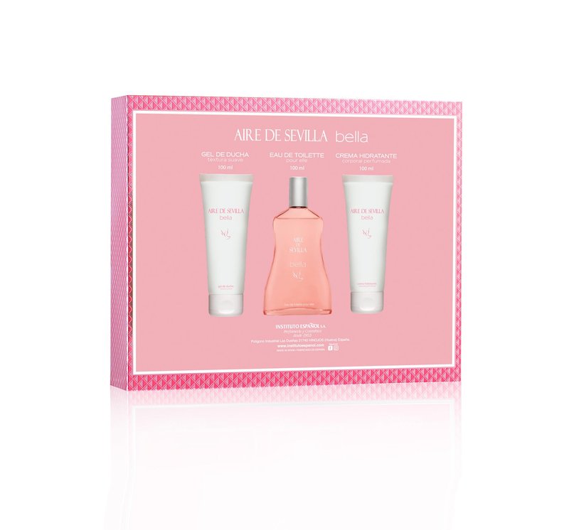 Instituto Español Aire de Sevilla Bella Gift Set for Women,Travel Size Eau de Toilette, Body Gel & Body Lotion (100 ml / 3.4 fl oz Each)