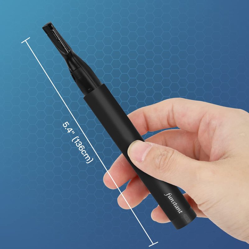 Funstant Upgraded Eyebrow Trimmer for Men, Precision Detailer Battery-Operated Eyebrow Razor and Shaper, Electric Facial Hair Trimmer with Comb, Dual-Blade Grooming Tool, No Pulling Sensation