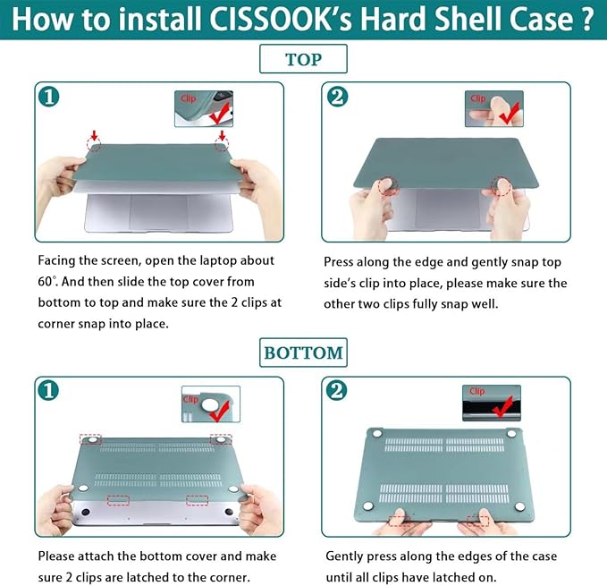 CISSOOK Compatible with MacBook Air 13.6 inch Case 2026 2025 2024 2023 2022 Release A3449 A3240 A3113 A2681, Hard Shell Case Keyboard Cover Screen Protector for MacBook Air 13 M2 M3 M4 M5, Pink Bows