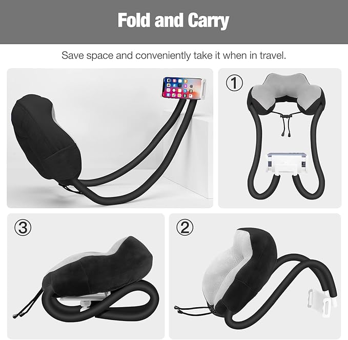 MoKo Neck Phone Holder, Lazy Gooseneck Phone Pillow Holder Bracket, 360°Rotate Phone Tablet Stand for 5.5-11" Device, fits iPhone 17/17 Air/17 Pro/17 Pro Max, iPhone 16/Pro/Pro Max/Plus, iPhone 15/Pro