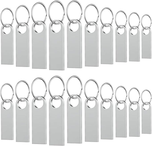 20 Pack 4GB USB Flash Drive with Keychains, Wooolken Sleek Metal USB 2.0 Thumb Drives Memory Stick for PC Laptop Computer(Sliver)