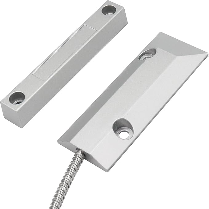 FOCMKEAS Magnetic Reed Switch Wired Surface Mount Normally Open/Closed NC/NO Contact Sensor Alarm Magnetic Door Switch with 3 Wires, Zinc Alloy Sliver, OC-55