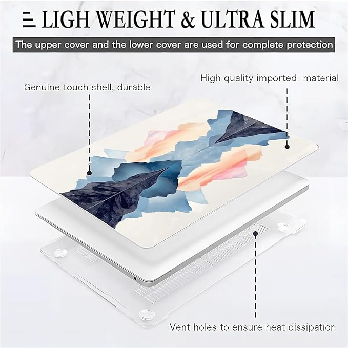 COTAIL Compatible with MacBook Air 13.3 13.6 Inch Case 2022 2021 2020 2019 Plastic Hard Shell Case Cover,13.6 Air (A2681) M2 2022, Mountains and Water