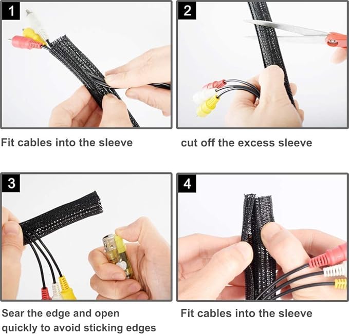 ZhiYo Cable Sleeve, 6.6ft - 1.2 inch, Black