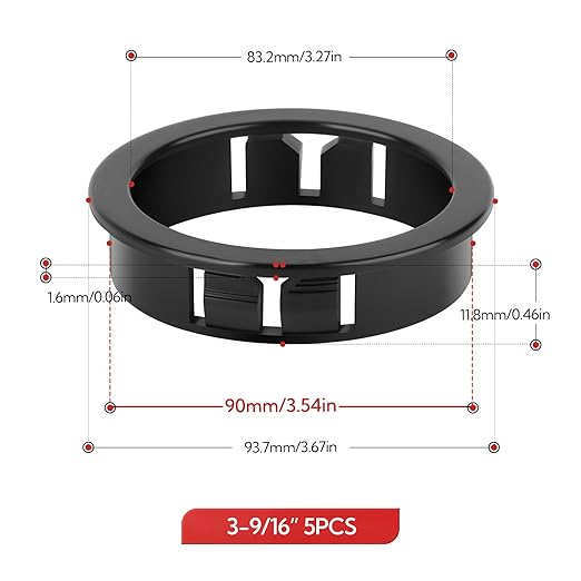 GAGIRA 5PCS 3-9/16" Black Cable Snap Bushing Grommet, Snap in Cord Bushing Protect Cables