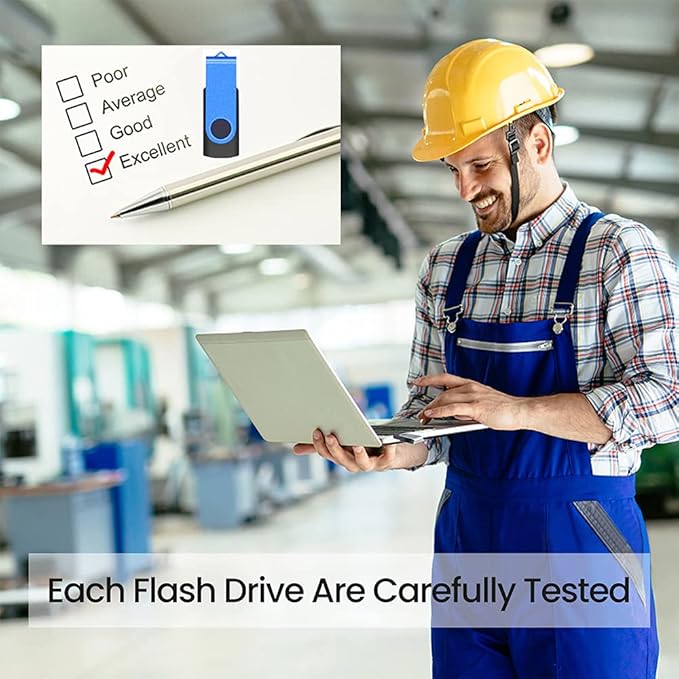 ABLAZE 2GB Flash Drive 20 Pack, USB 2.0 Memory Stick with Lanyards Swivel Thumb Drives Bulk Pendrive U Disk for Data Storage (Blue)