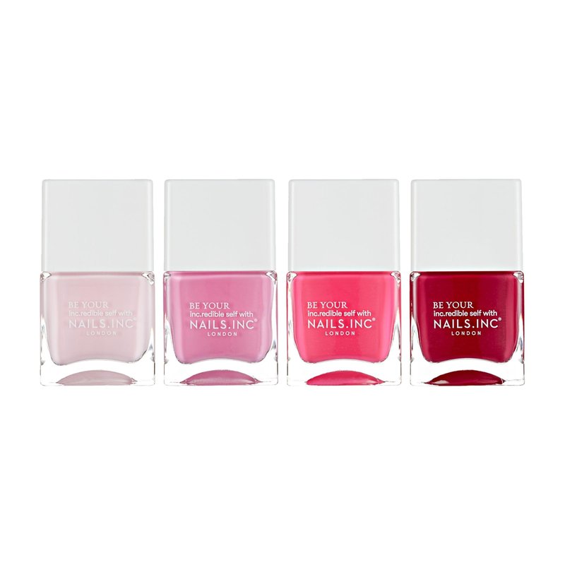 Nails Inc Relationship Status, Blushing Pink Nail Polish, Mothers Day Gift, Long Wearing, High Shine, Rouge, Neon Pink & Rich Berry, Full Coverage, Chip Resistant, Air Dry, Vegan, 4 Piece Set