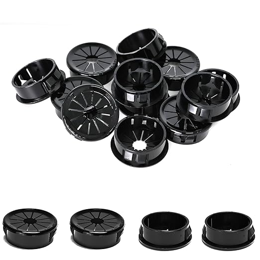BOPOREAE 25 Pcs Cable Grommet, Snap Bushing 1-1/8" (28 mm) Mounting Diameter, Flexible Petal-Shaped Buckle Round Nylon Desk Grommet for Wires Through Countertop Cord Organizer and Protection, Black