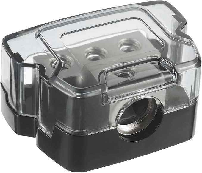 BOJACK 3 Way Power Distribution Connecting Block 1x0/2/4 Gauge Input 3x4/8 Gauge Output Power Distribution Block for Car Amplifier Audio Splitter