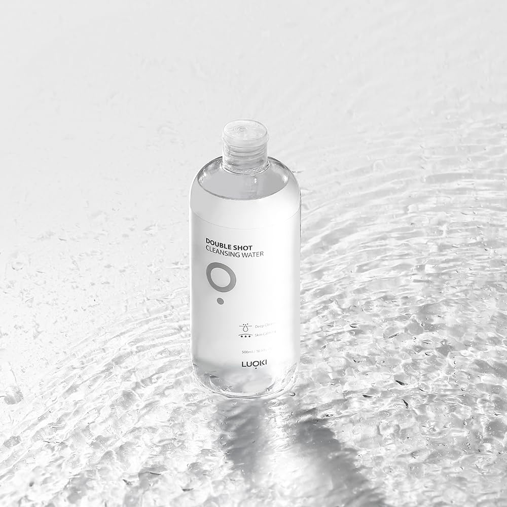 luoki Double Shot Cleansing Water 500ml (16.9 fl oz) - Hypoallergenic Deep Clean Micellar Cleansing Water and Makeup Remover… (16.9 Fl Oz) (Pack of 2)