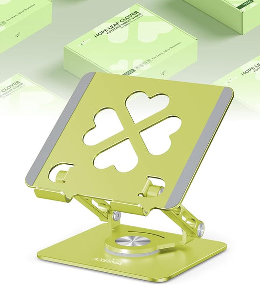Axbima Tablet Stand for iPad,360° Rotating Desktop Holder - Aluminum Adjustable & Foldable Desk Holder for iPad Pro 12.9/11,Air 10.9,Samsung Tab S9,Portable Home/Office,Gift for Adults,Teens (Green)