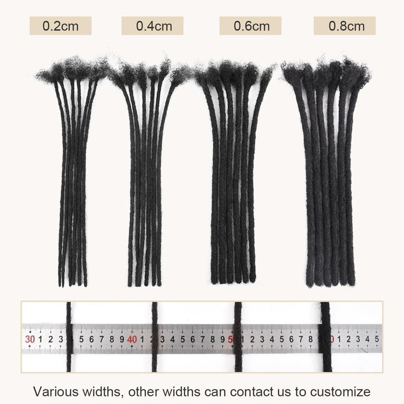 DAIXI 0.4cm and 0.6 0.8cm Thickness Options 18 Inch 10 Strands 100% Real Permanent Loc Extensions Human Hair Full Handmade Human Hair Dreadlock Extensions for Man/Women/Kids