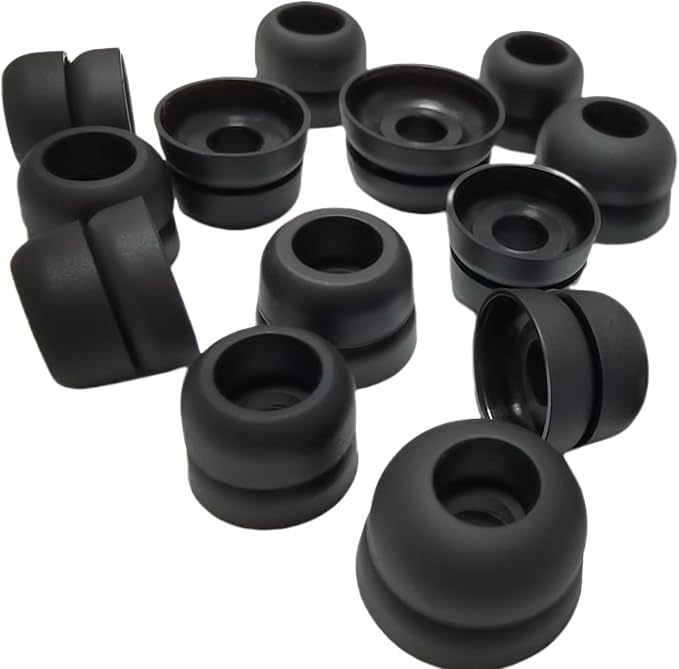 Double Flange Ear Tips for Beats Earbuds, Anti-Slip Universal Replacement Tips for Studio Buds+/Fit Pro/Solo Buds/PowerBeats Pro2, Noise Isolating, 6 Pairs, Black