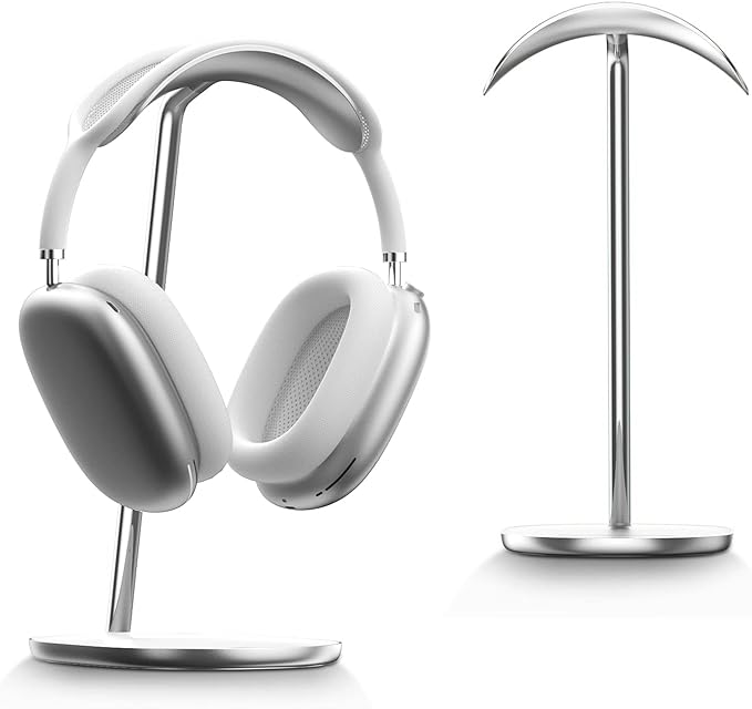 BENKS Desktop Headphone Stand Universal Headset Holder Hanger Mount Aluminum with Protective Silicone Pad, Gaming Headset Accessories, Compatible with AirPods Max, Beats, Bose, Sony and so on (White)