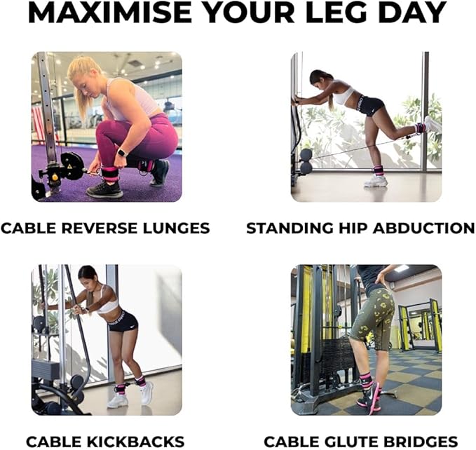 YAGHZU Ankle Straps for Cable Machines Women, Glute Kickback Cable Machine Attachments, Gym Ankle Cuffs, Wrist Cuffs for Workout, Leg Training Accessory, Fitness Gear for Home or Gym