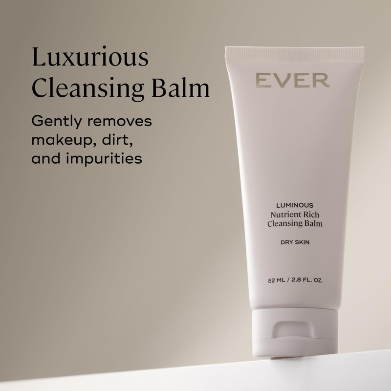 EVER Luminous Nutrient-Rich Cleansing Balm – Vitamin C & Sesame Oil Waterless Facial Cleanser to Remove Makeup, Dirt & Impurities – Nourishing Balm for Dry, Normal & Sensitive Skin, 2.8 fl oz