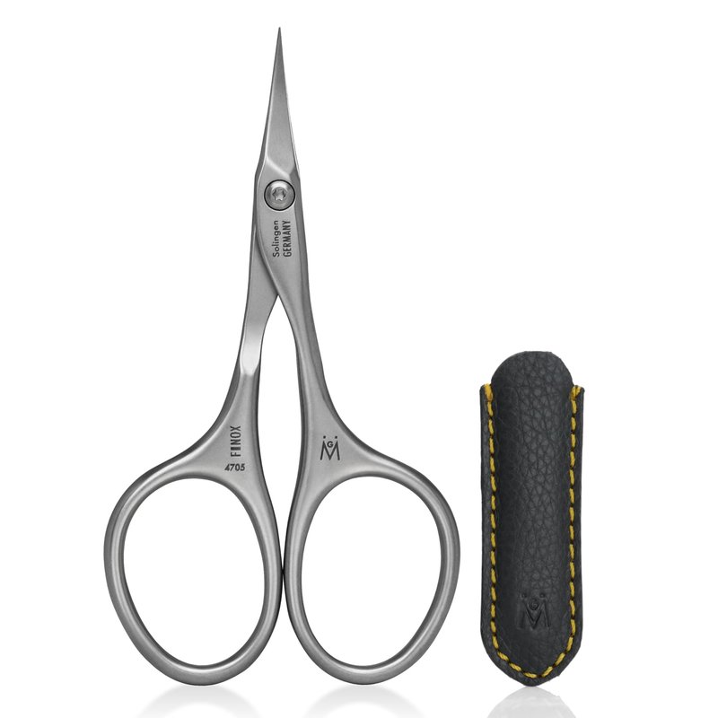 GERMANIKURE Tower Point Cuticle Scissors Grooming Scissors FINOX Stainless Steel Professional Nail Scissors in Leather Case -Ethically Made in Solingen Germany - 4705