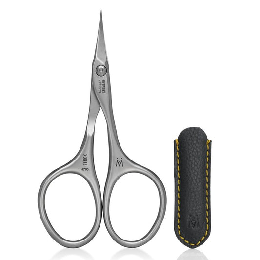 GERMANIKURE Tower Point Cuticle Scissors Grooming Scissors FINOX Stainless Steel Professional Nail Scissors in Leather Case -Ethically Made in Solingen Germany - 4705