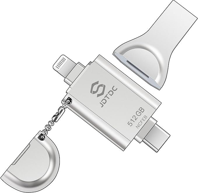 Genuine Apple MFi Certified iPhone Flash Drive 512GB - Real Capacity - One-Click Encrypted Auto Backup Photo Stick, Securely Store & Transfer Photos, Videos, Contacts, Files For iPhone/iPad/Android/PC