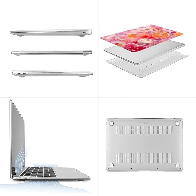 COTAIL Compatible with MacBook Air 13.3 13.6 Inch Case 2022 2021 2020 2019 Plastic Hard Shell Case Cover,13.3 Air (A1932/A2179/A2337), Pink Floral with Sea Shells