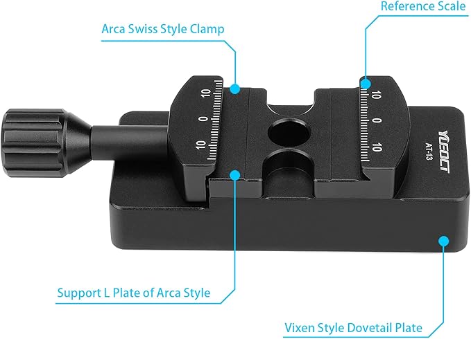 YUEOCT V Size Rail Bar Dovetail Mounting Plate with Arca Swiss Type Clamp for Vixen Style Dovetail Saddles Telescope Scope Adapter Mount Base OTA Equatorial Tripod Sky Astrophotography - Vixen to Arca