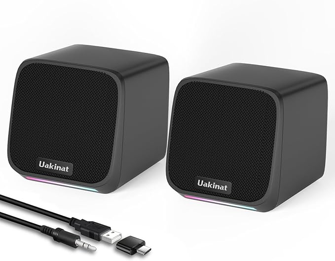 Uakinat Computer Speakers for Desktop PC,USB Powered 3.5mm Aux Speaker for PC (E-1088)