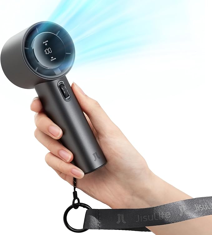 JISULIFE Handheld Fan Pro1S - Next-Gen Airflow: Up to 40h Runtime, Metal Body - Enduring Quality, 1-100 Speed Scroll Wheel, 5000mAh-Portable Fan for Travel, Gifts for Women Men(Starry Grey)