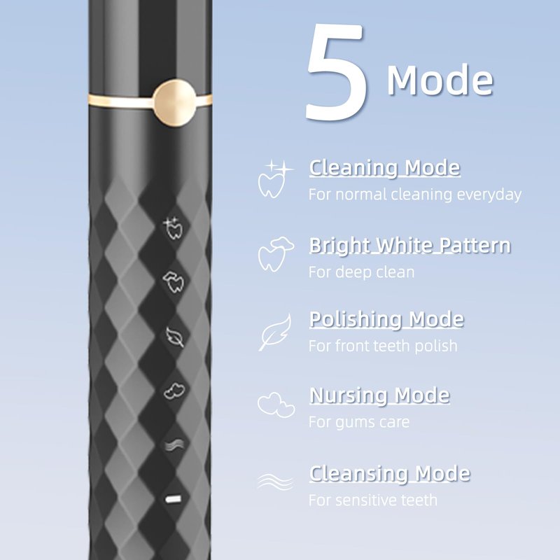 Water flosser+Electric Toothbrush Combination Set -5-Speed Sonic Electric Toothbrush, 4-Speed Portable Water flosser, Super Waterproof, a Great Gift for Friends (Black)